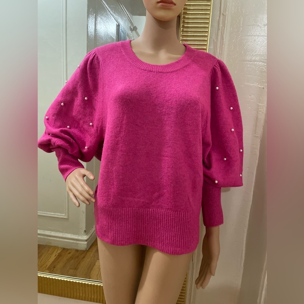 CeCe Fuchsia Sweater with Pearl Details - Picture 10 of 15